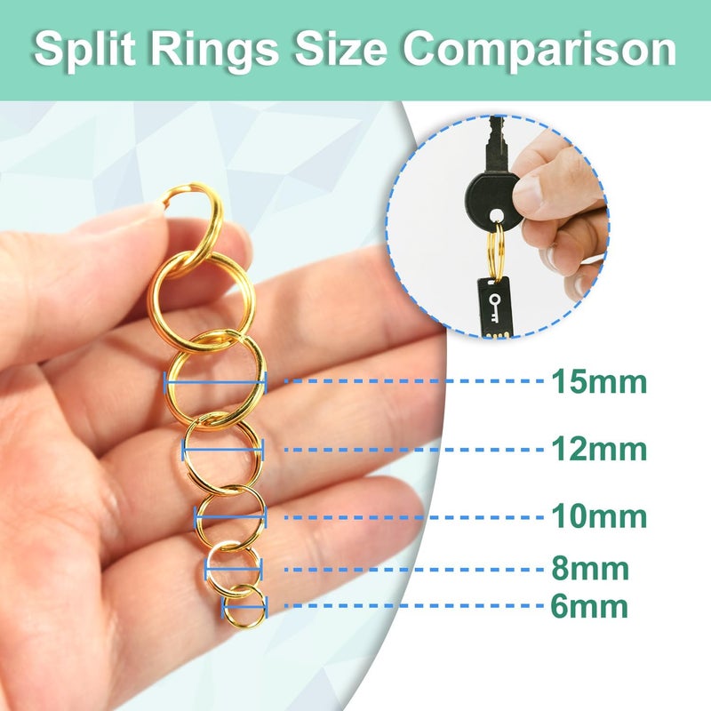 ManTangSun 10mm 300 PCS Gold Mini Key Rings, Double Loops Split Jump Rings Jewelry Making Metal Tiny Key Ring for Keychain, Pet Collar Tag, Luggage Tag DIY Craft Hardware - Image 3